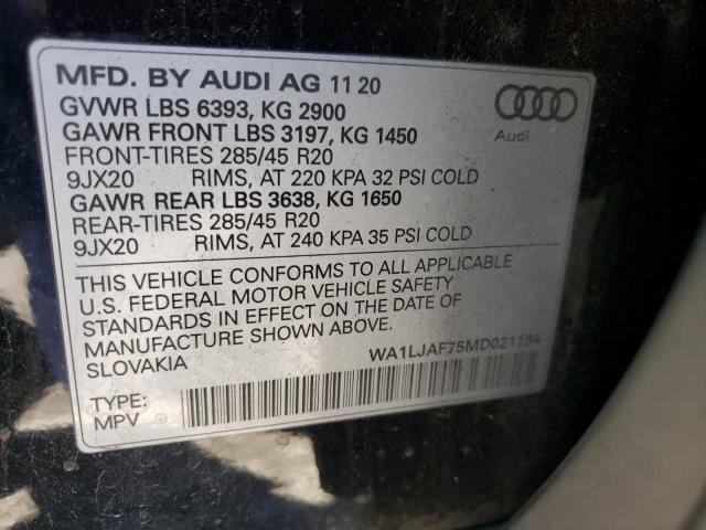 WA1LJAF75MD021164 - 2021 AUDI Q7 PREMIUM PLUS BLACK photo 13