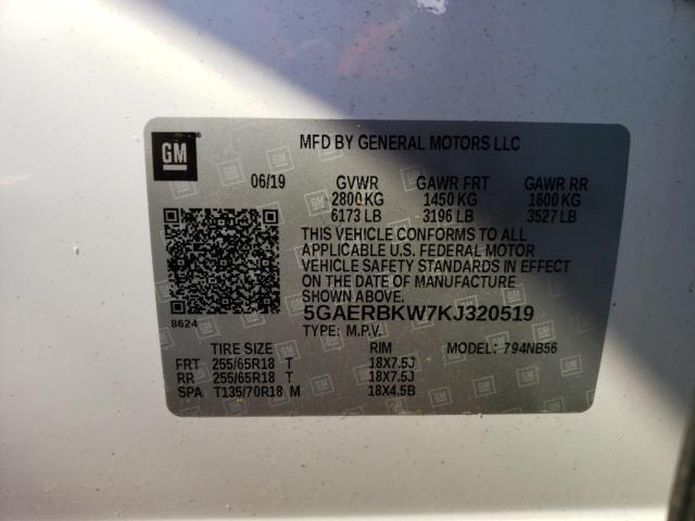 5GAERBKW7KJ320519 - 2019 BUICK ENCLAVE ESSENCE 白色 照片 13