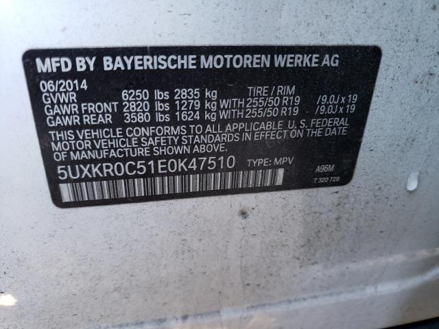 5UXKR0C51E0K47510 - 2014 BMW X5 XDRIVE35I WHITE photo 14