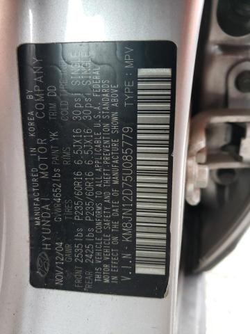 KM8JN12D75U085779 - 2005 HYUNDAI TUCSON GLS SILVER photo 12