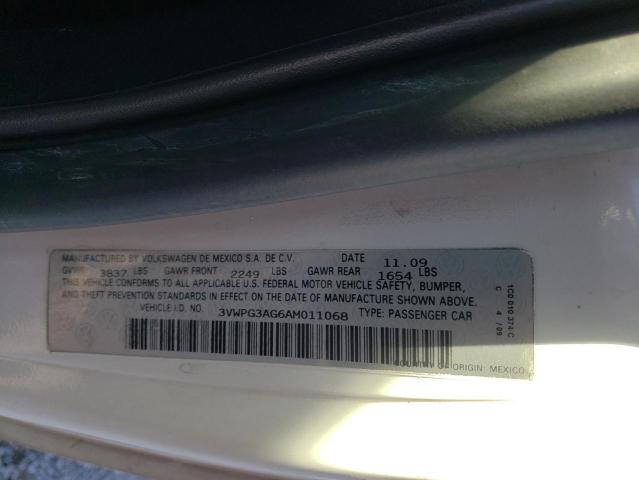 3VWPG3AG6AM011068 - 2010 VOLKSWAGEN NEW BEETLE WHITE photo 12