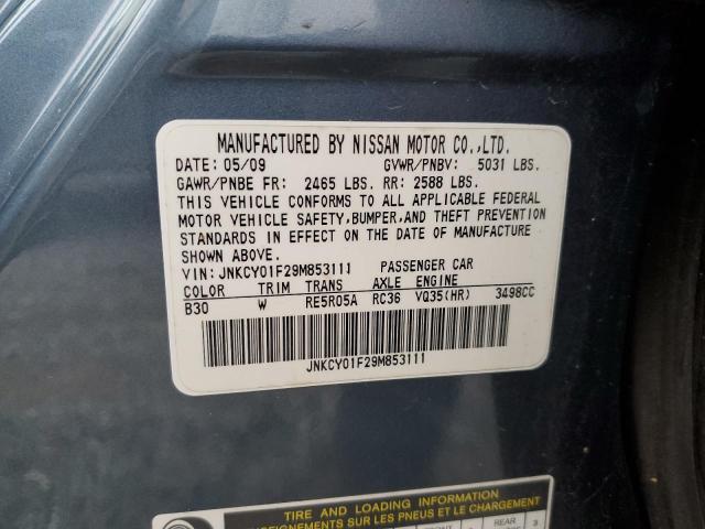 JNKCY01F29M853111 - 2009 INFINITI M35 BASE BLUE photo 12