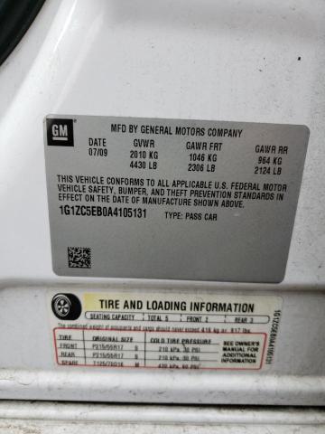 1G1ZC5EB0A4105131 - 2010 CHEVROLET MALIBU 1LT Blanc photo 13