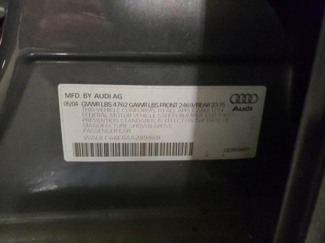 WAULC68E64A289969 - 2004 AUDI A4 1.8T QUATTRO GRAY photo 12