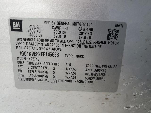 1GC1KVE82FF145668 - 2015 CHEVROLET SILVERADO K2500 HEAVY DUTY LT SILVER photo 12