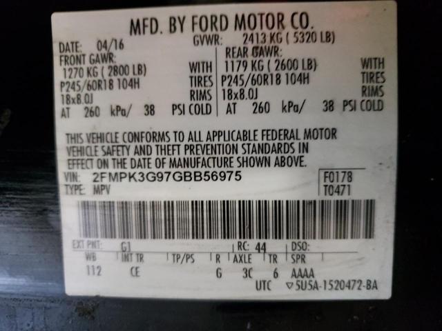 2FMPK3G97GBB56975 - 2016 FORD EDGE SE BLACK photo 13