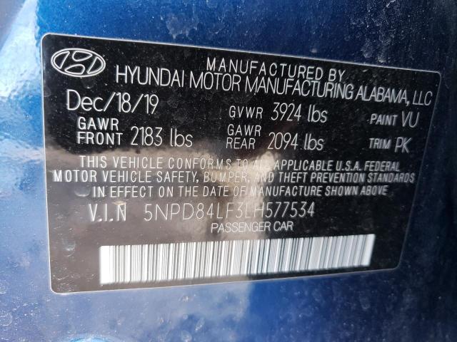 5NPD84LF3LH577534 - 2020 HYUNDAI ELANTRA SEL BLUE photo 13