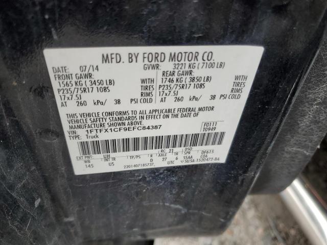 1FTFX1CF9EFC84387 - 2014 FORD F150 SUPER CAB BLACK photo 12