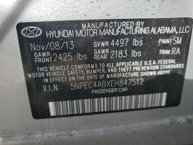 5NPEC4ABXEH847512 - 2014 HYUNDAI SONATA SE SILVER photo 12