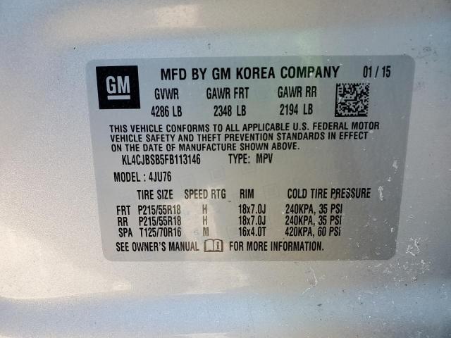 KL4CJBSB5FB113146 - 2015 BUICK ENCORE CONVENIENCE 银色 照片 12