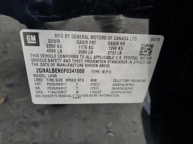 2GNALBEK6F6341668 - 2015 CHEVROLET EQUINOX LT BLACK photo 12