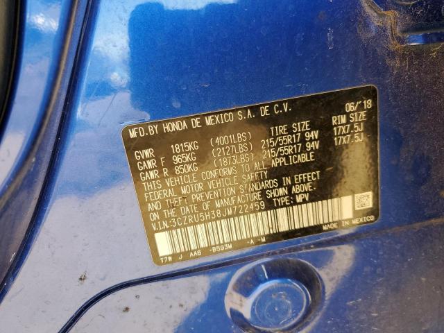 3CZRU5H38JM722459 - 2018 HONDA HR-V LX BLUE photo 13