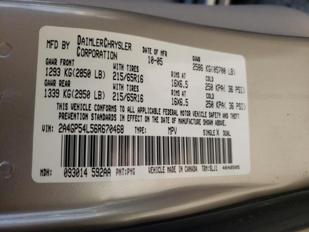 2A4GP54L56R670468 - 2006 CHRYSLER TOWN & COU TOURING 金色 照片 13