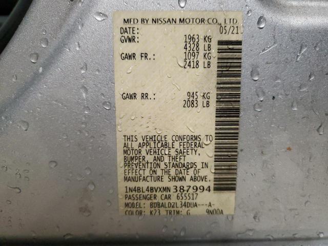 1N4BL4BVXMN387994 - 2021 NISSAN ALTIMA S SILVER photo 13