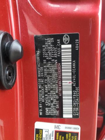 4T1BE46K79U292824 - 2009 TOYOTA CAMRY BASE RED photo 12