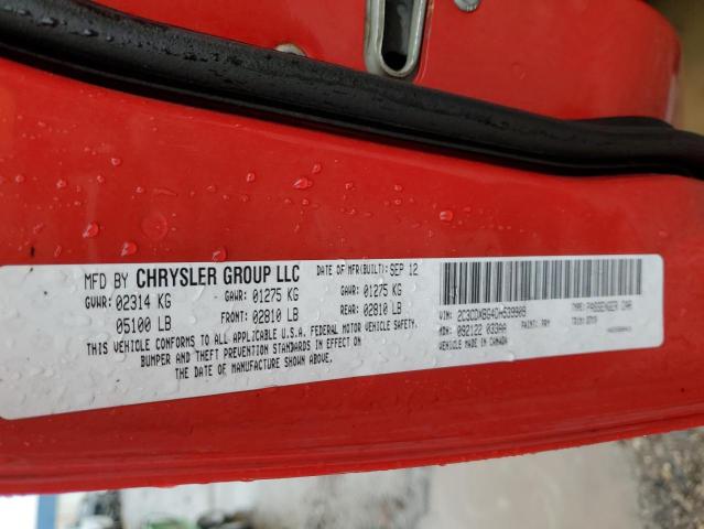 2C3CDXBG4DH539909 - 2013 DODGE CHARGER SE RED photo 12