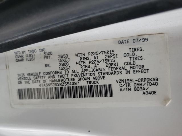 4TASN92N3XZ554397 - 1999 TOYOTA TACOMA XTRACAB PRERUNNER თეთრი ფოტო 12