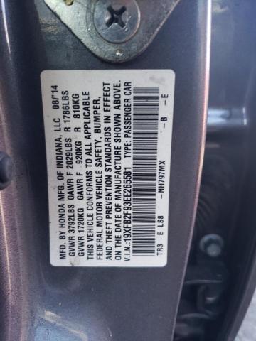 19XFB2F93EE265581 - 2014 HONDA CIVIC EXL GRAY photo 12