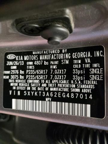 5XYKT3A62EG487014 - 2014 KIA SORENTO LX SILVER photo 13