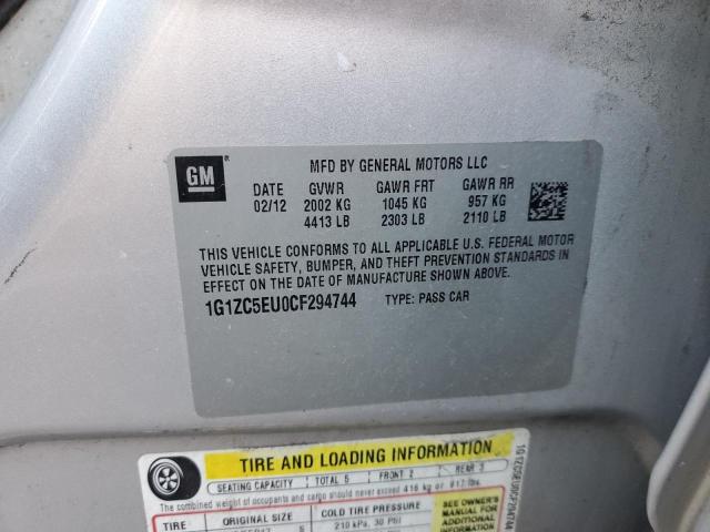 1G1ZC5EU0CF294744 - 2012 CHEVROLET MALIBU 1LT ვერცხლისფერი ფოტო 12