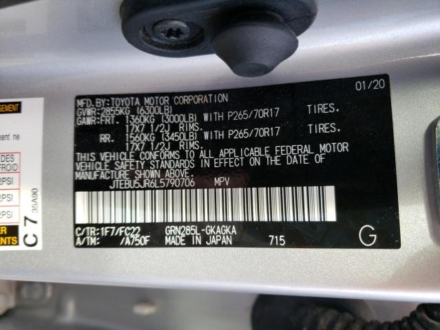 JTEBU5JR6L5790706 - 2020 TOYOTA 4RUNNER SR5/SR5 PREMIUM 银色 照片 13