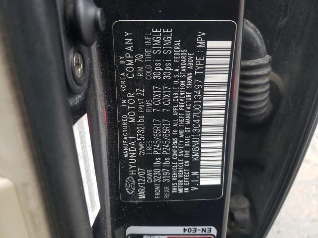 KM8NU13C47U013497 - 2007 HYUNDAI VERACRUZ GLS CHARCOAL photo 12