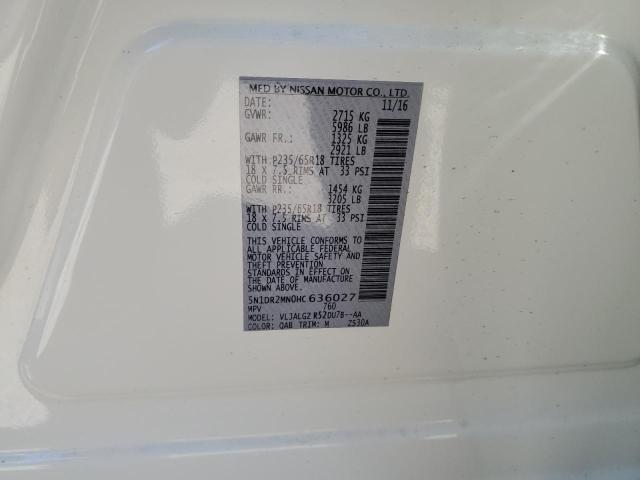 5N1DR2MN0HC636027 - 2017 NISSAN PATHFINDER S 白色 照片 13