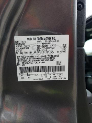 1FMCU0D77CKC03531 - 2012 FORD ESCAPE XLT GRAY photo 13