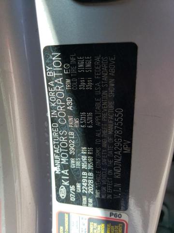 KNDJN2A29G7875550 - 2016 KIA SOUL SILVER photo 13