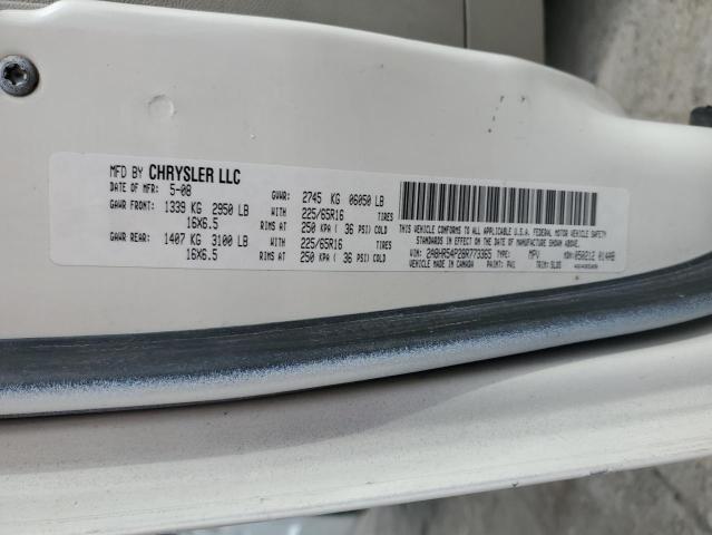 2A8HR54P28R773365 - 2008 CHRYSLER TOWN & COU TOURING WHITE photo 13