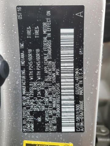 5TDKKRFHXGS155456 - 2016 TOYOTA HIGHLANDER XLE BEIGE photo 14