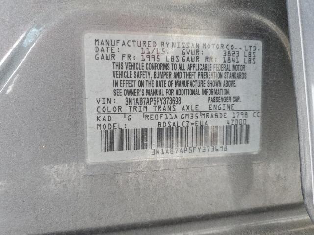 3N1AB7AP5FY373698 - 2015 NISSAN SENTRA S CHARCOAL photo 13