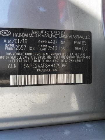 5NPE24AF8HH479096 - 2017 HYUNDAI SONATA SE SILVER photo 12