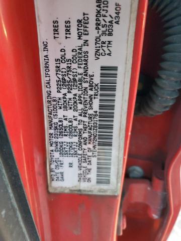 5TEHN72N01Z831764 - 2001 TOYOTA TACOMA DOUBLE CAB 红色 照片 12