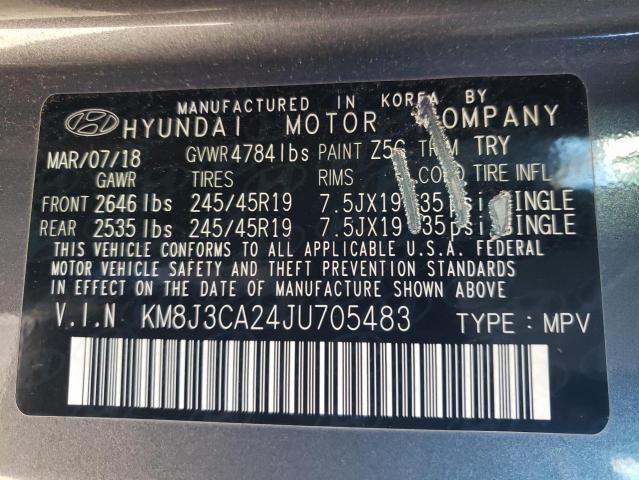 KM8J3CA24JU705483 - 2018 HYUNDAI TUCSON VALUE SILVER photo 12