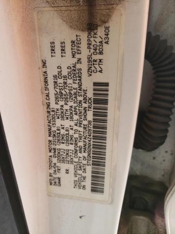 5TEGN92NX4Z409738 - 2004 TOYOTA TACOMA DOUBLE CAB PRERUNNER WHITE photo 13