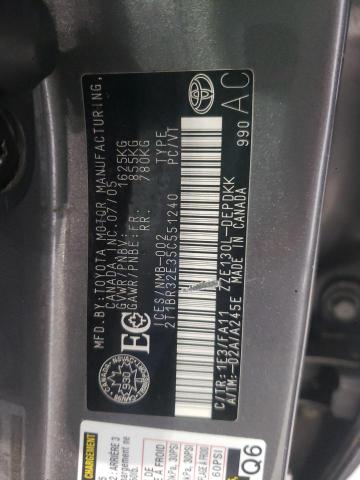 2T1BR32E35C551240 - 2005 TOYOTA COROLLA CE GRAY photo 12