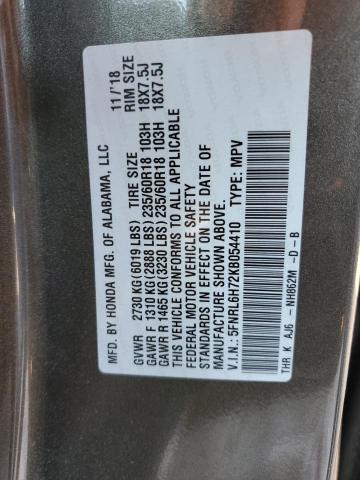 5FNRL6H72KB054410 - 2019 HONDA ODYSSEY EXL GRAY photo 14