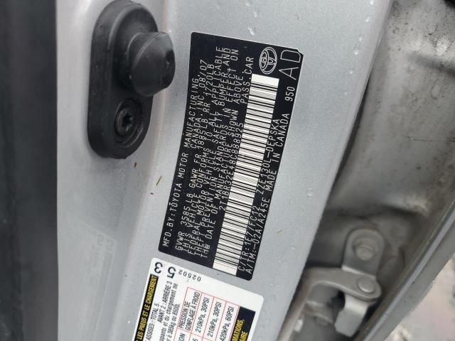 2T1BR32E48C888925 - 2008 TOYOTA COROLLA CE SILVER photo 12