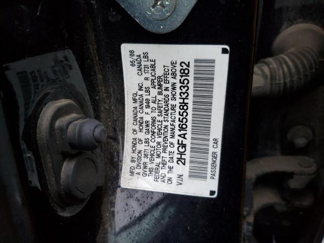 2HGFA16558H335182 - 2008 HONDA CIVIC LX BLACK photo 12