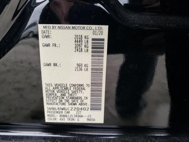 1N4BL4FW6LC220402 - 2020 NISSAN ALTIMA PLATINUM BLACK photo 12