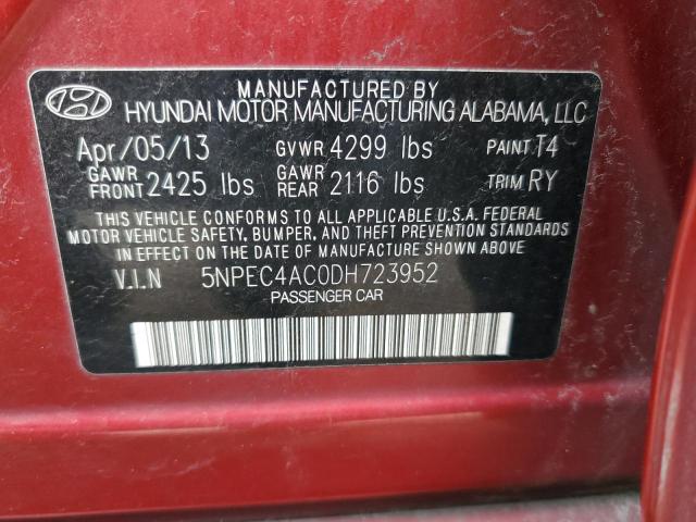 5NPEC4AC0DH723952 - 2013 HYUNDAI SONATA SE RED photo 12