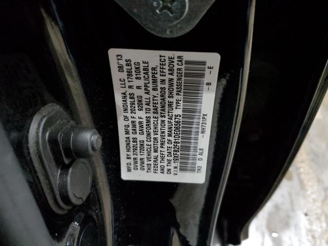 19XFB2F81DE065675 - 2013 HONDA CIVIC EX BLACK photo 12