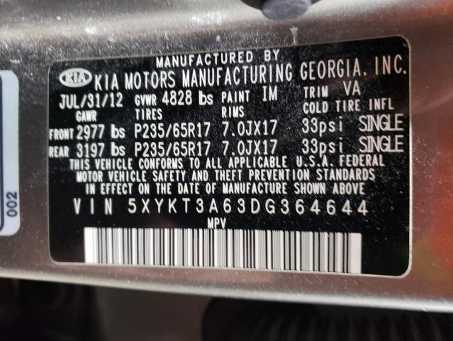 5XYKT3A63DG364644 - 2013 KIA SORENTO LX GRAY photo 12