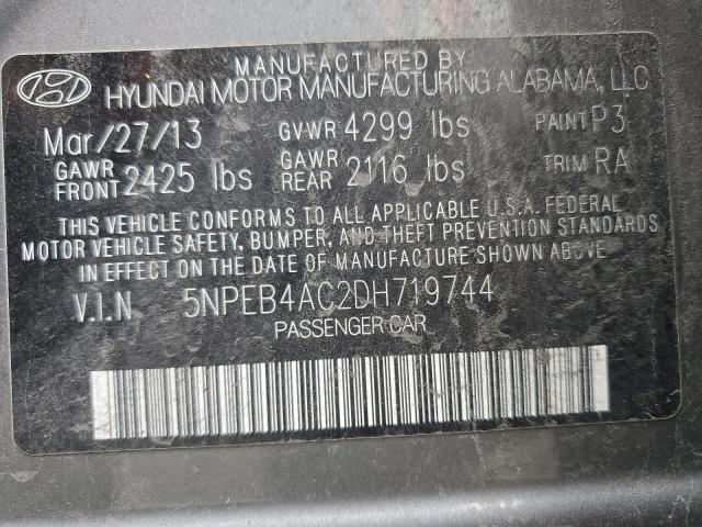 5NPEB4AC2DH719744 - 2013 HYUNDAI SONATA GLS GRAY photo 12