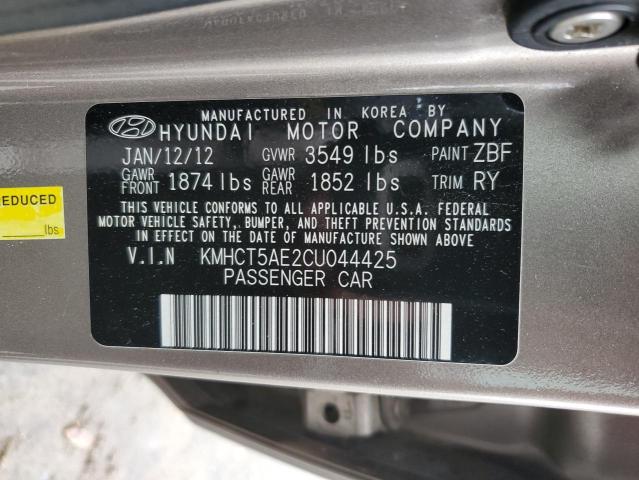 KMHCT5AE2CU044425 - 2012 HYUNDAI ACCENT GLS TAN photo 13