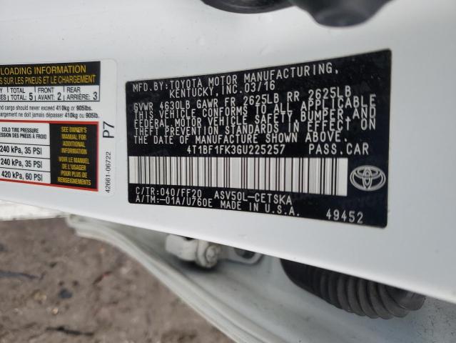 4T1BF1FK3GU225257 - 2016 TOYOTA CAMRY LE WHITE photo 12