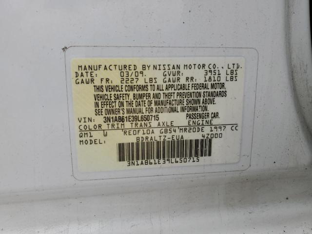 3N1AB61E39L650715 - 2009 NISSAN SENTRA 2.0 WHITE photo 12