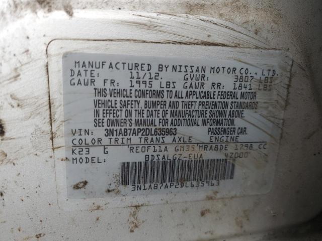 3N1AB7AP2DL635963 - 2013 NISSAN SENTRA S SILVER photo 12