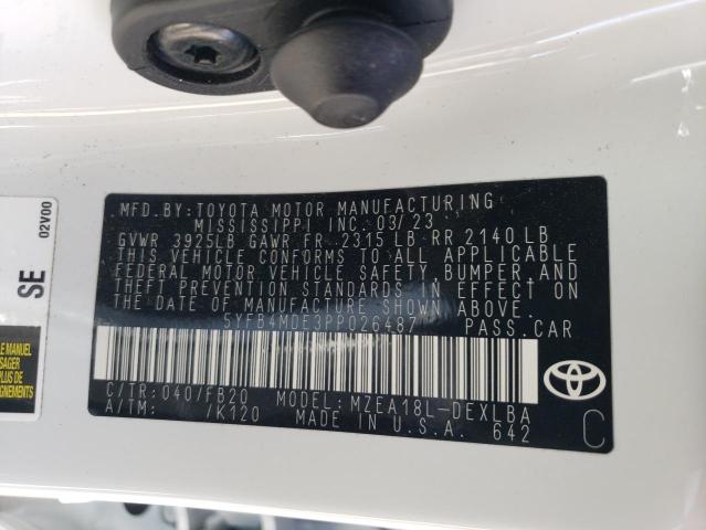5YFB4MDE3PP026487 - 2023 TOYOTA COROLLA LE WHITE photo 13